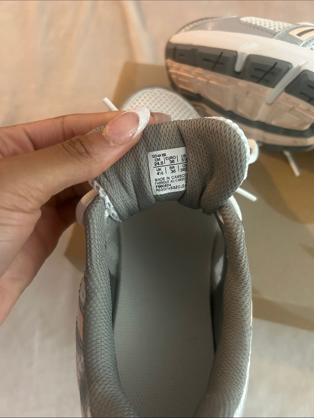 Asics White, Silver & Light Pink Athletic Running Shoes - Picture 6 of 7